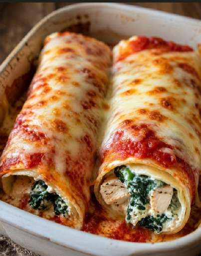 Gevulde kipwraps met spinazie en roomkaas