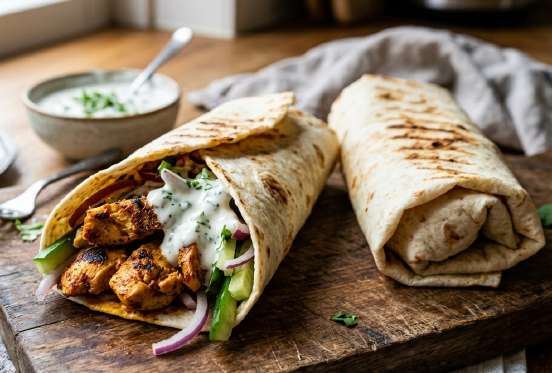 Kip-tikkawrap met yoghurtsaus