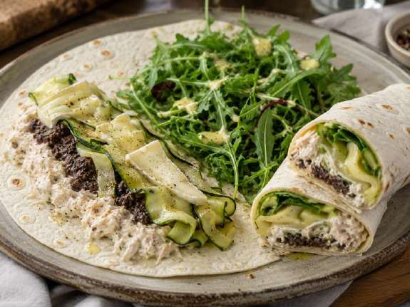 Romige kipwrap met brie en courgette