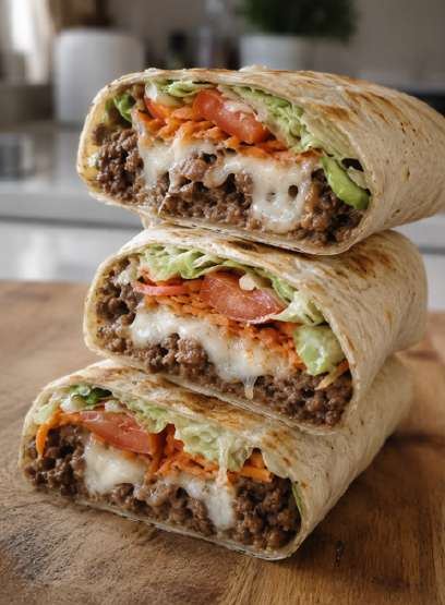 Wrap met krokant gehakt en mozzarella
