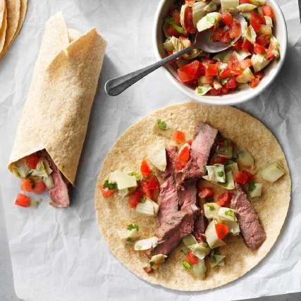 Biefstukwrap met artisjok en kruidenroomkaas