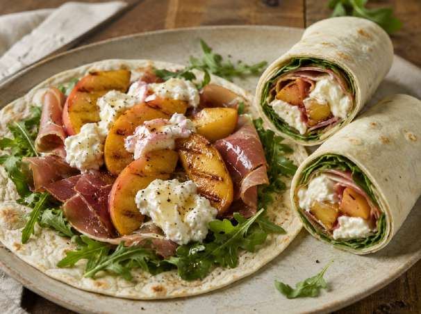 Burratawrap met gegrilde perzik