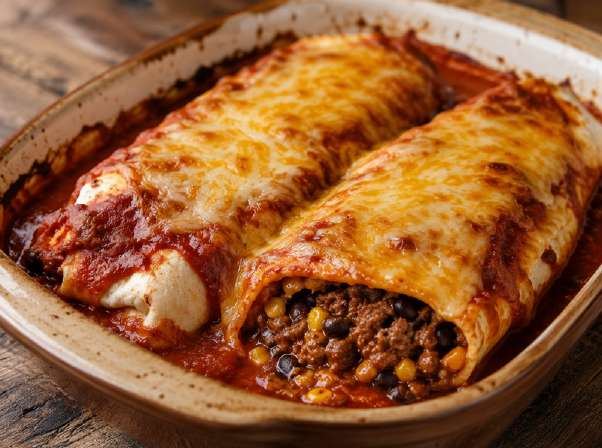 Argentijns-Mexicaanse burrito-ovenschotel
