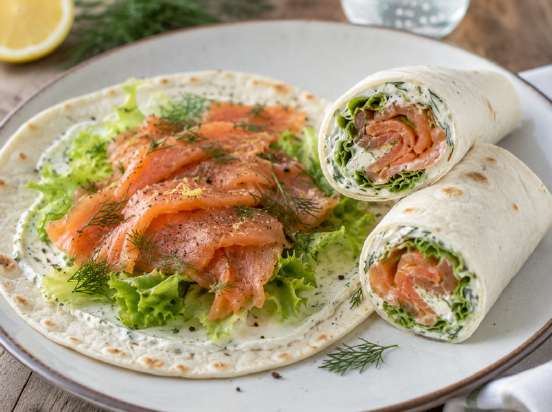 Gerookte zalmwrap met dille