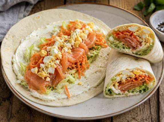 Romige wrap met gerookte zalm
