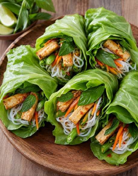 Vietnamese sla-wraps met tofu en noedels