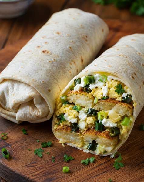 Burrito met aardappelkoekjes en ei